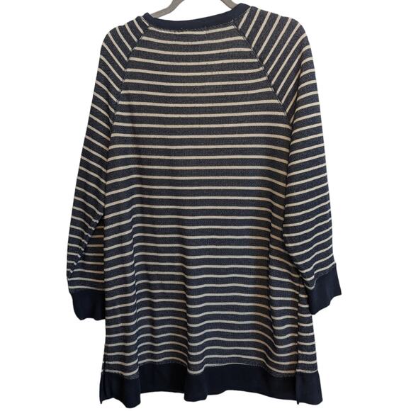 French Laundry Womens 3X Black White Sweater Top striped Pullover Drawstring - Picture 2 of 12